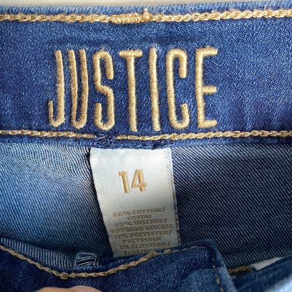 Justice NEW Tri-color Girl's Button Fly Jean Shorts Size 14 Stretchy Colorblock‎ - Picture 2 of 12